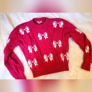 Pink Poof New York Hot Pink Bow Sweater Size Medium